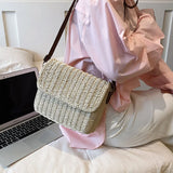 Strohumhängetasche Damen – Handgefertigte Raffia Crossbody Sommer – Beige