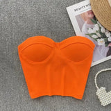 Bustier-Top mit Rippstruktur und geformten Cups für Damen – Orange