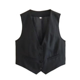 Cropped Gilet Top – schwarz oder weiß, tailliert & stretchy – Layering Must-have – Schwarz
