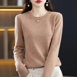 Stefani - Kaschmirpullover mit Rundhalsausschnitt – Tiefes Kamel