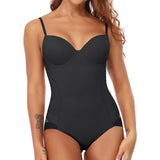 Damen Body | einteilig mit Unterbruststütze und Schulterbändern – Schwarz