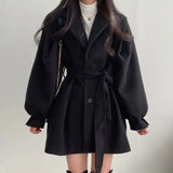 Damen Trenchcoat mit Gürtel | Elegante – Schwarz