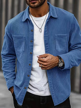 Niroshan - Langärmliges Overshirt Aus Cord – Blau