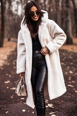 Damen Winter Kapuze Weich Langer Mantel | Warme – Weiss