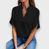 Lunelle – Bluse mit V-Ausschnitt und fließender Form – Schwarz