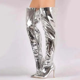 Damen Stilvoll Overknee-Stiefel | Mit Reißverschluss – Silber