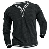 Leon | Langarmshirt mit V-Ausschnitt – Schwarz