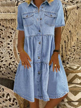 Ludmiła – Boho Kleid aus Denim – Blau