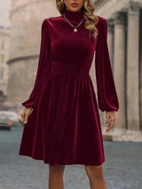 Stylisches Frauen-Samtkleid | Perfekt für Frühling und Sommer – Burgundisch