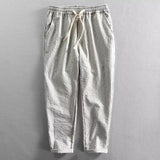 Lorenz™ Hose aus Baumwoll-Leinen mit Eleganten Streifen – Weiß