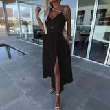 Fiora™ Kleid mit Feinem Cut-Out und Elegantem Schlitz – Schwarz