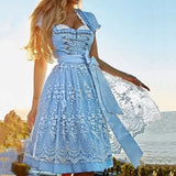 Damen Blau Oktoberfest Dirndl Kleid – Blau