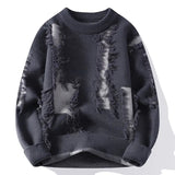 Samir – Patchwork Strickpullover – Grau