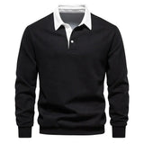 Kairo - langarmshirt mit kragen – Schwarz