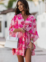 Gloria – Atemberaubendes Minikleid mit V-Ausschnitt und Rüschen – Rosa 3