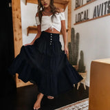 Belle Prairie™ Jeansrock Mit Fließenden Stufenlagen Im Used-Look – Schwarz