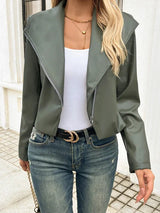 Velouria - olivgrüne lederjacke – Grau