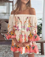 Carmelia – Stilvolles schulterfreies Minikleid – Rosa