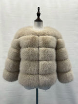 Stilvolle Kunstpelz-Jacke – Khaki