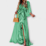 Isla - Stilvolles Buntes Kleid – Grün