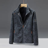 Unisex Modische Fleece Jacke | Warme – Dunkelgrau (Herren)