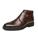 Darell™ | Lederstiefel mit Doppel-Mönchsriemen – Braun