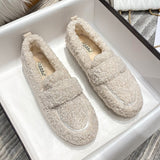 Keila - Plüsch-Pantoffel-Schuhe – Creme
