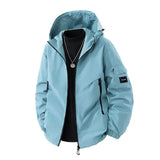 Herren Winter Skijacke mit Kapuze | Übergröß – Hellblau