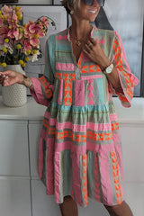 Sadie – Lebhaftes Boho-Patchwork-Minikleid – Mehrfarbig