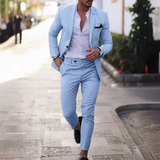 John - Herrenanzug im Slim Fit – Hellblau