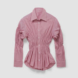 Raffinierte Bluse mit Raffung und Hemdkragen für Damen – Rot