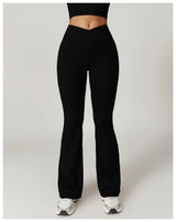 Damen Hose Yoga | hohe Taille mit seitlichem Bundabschluss – Schwarz