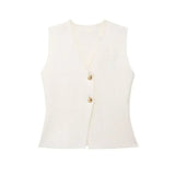 Gilet Top mit V‑Ausschnitt – weiches Stretch, Stockholm‑Chic – Weiß