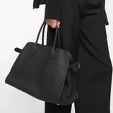 Hochwertige Leder-Handtasche Mit Großer Kapazität – Modische Cowhide Umhängetasche Für Beruf & Reisen – Schwarz