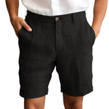 Calen - Schmal geschnittene Leinen-Shorts – Schwarz
