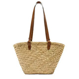 Luxus Strohtasche Damen – Große Strandtasche Sommer 2025 Shopper Design – Khaki