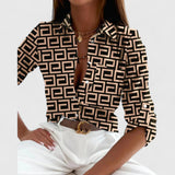 Bethany | elegante abstrakte Bluse – Khaki