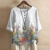 Lily | Laternenärmel Blumenmuster Bluse – Weiß