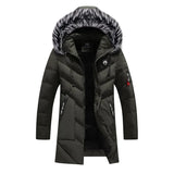 Herren Winterjacke | Langer Steppmantel Mit Kapuze – Grün