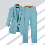 Kirsche | Passendes Blazer- und Hosen-Set – Blau