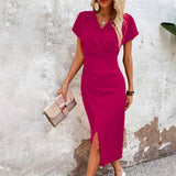 Festliches Midikleid für Damen | Hochzeitsgast – Rosa Rot