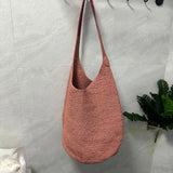 Boho Strohtasche Damen – Handgefertigte Strandtasche Sommer 2025 Shopper – Rosa