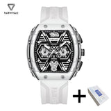 Herren Luxus Tonneau Uhr 2025 von Fairwhal - Gelbes Silikonarmband, Wasserfest, Quarz – FM-5560 white
