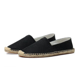 Marino™ Leinen-Espadrilles – Atmungsaktive Slipper Mit Elastischen V-Einsätzen und Gepolsterter Innensohle – Schwarz