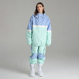 Damen Im Freien Winter Skianzug | Zweiteilig – Blau / Grün