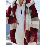 Damen Fleece Jacke | Mit Kapuze – Burgund