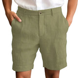 Calen - Schmal geschnittene Leinen-Shorts – Grün