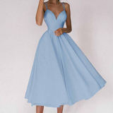 Kali - Elegantes Kleid mit V-Ausschnitt – Blau