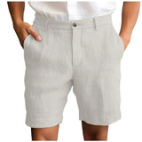 Calen - Schmal geschnittene Leinen-Shorts – Hellgrau