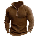 Saverio – Vintage Sweatshirt Mit Halbem Reißverschluss – Kaffee